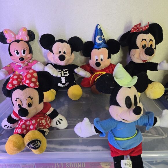 Lot of 6 Vintage Disney Mickey & Minnie Mouse Plush – Sorcerer’s Apprentice - Picture 1 of 4